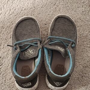 Hey Dude Kids Sneakers - Charcoal with Teal Highlights